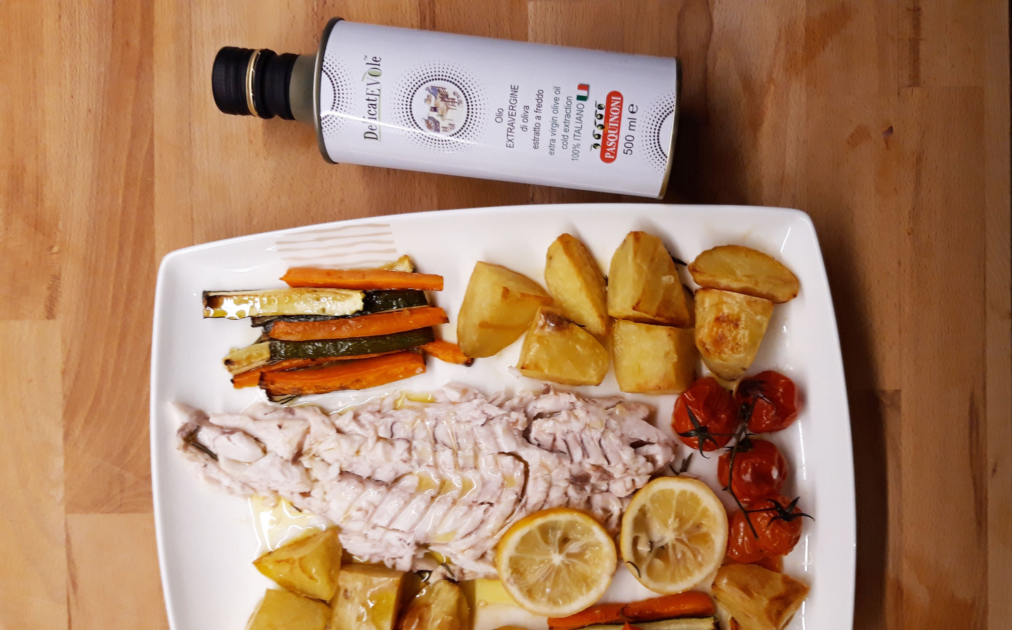 Pesce al forno con verdure